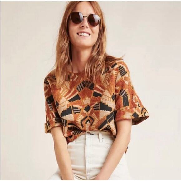 Dolan Geometric Patterned Crop Top - Orange and Black - Picture 11 of 11